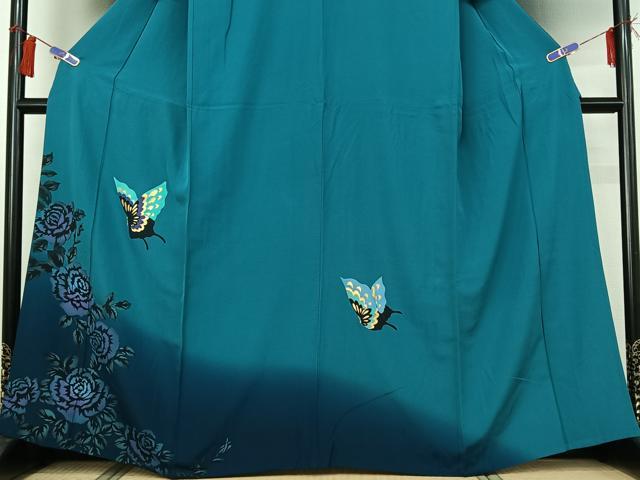 平和屋着物▽訪問着 単衣 花蝶文 暈し染め 金彩 正絹 逸品 AABG8718jh