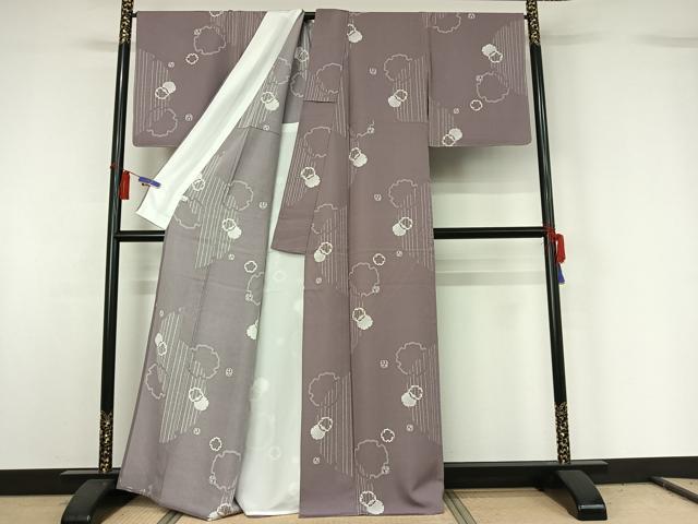 平和屋着物▽上質な小紋 単衣 雪輪花文 正絹 逸品 AABK0386ck