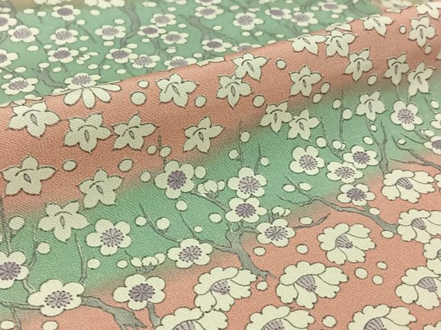 平和屋着物▽上質な小紋 単衣 手描き 花尽くし文 暈し染め 正絹 逸品 AABG8732jh