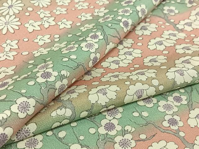 平和屋着物▽上質な小紋 単衣 手描き 花尽くし文 暈し染め 正絹 逸品 AABG8732jh