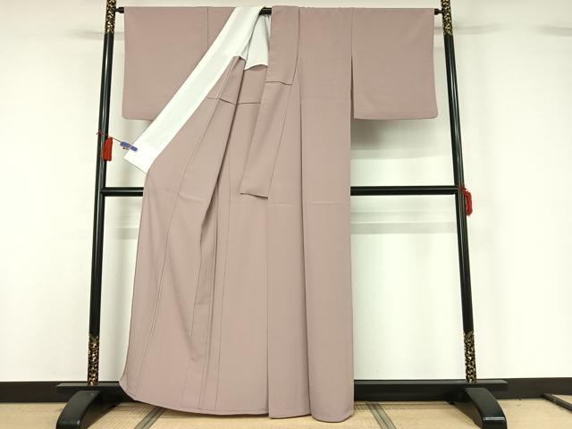 平和屋着物▽色無地 単衣 灰桜色 洗える着物 AABG8746jh
