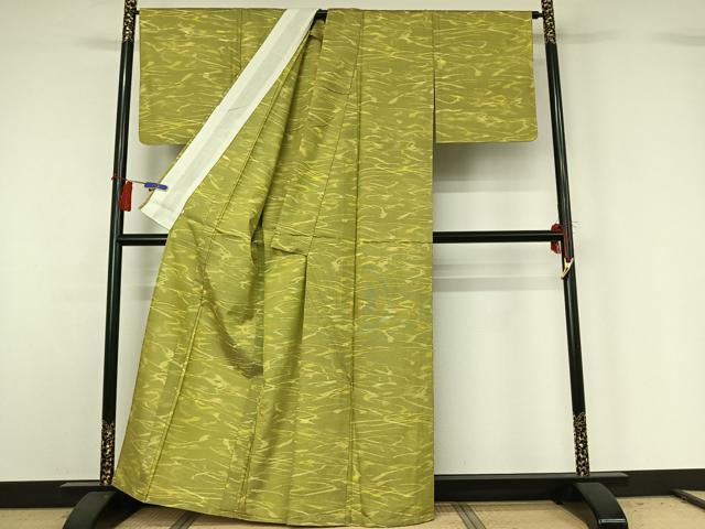 平和屋着物▽上質な紬 単衣 流水文 正絹 逸品 AABG8766jh