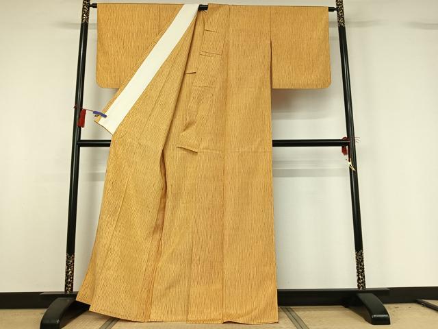 平和屋着物▽上質な小紋 単衣 紬地 変わり縞 正絹 逸品 AABG8771jh