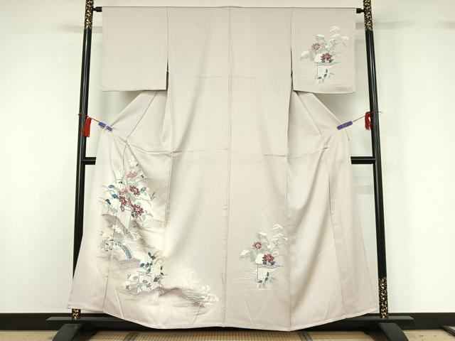 平和屋着物▽訪問着 単衣 流水花籬文 暈し染め 正絹 逸品 AABG8774jh