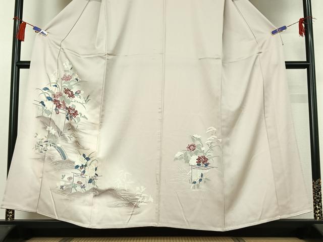 平和屋着物▽訪問着 単衣 流水花籬文 暈し染め 正絹 逸品 AABG8774jh