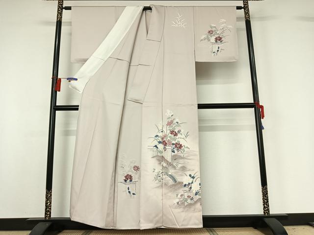 平和屋着物▽訪問着 単衣 流水花籬文 暈し染め 正絹 逸品 AABG8774jh