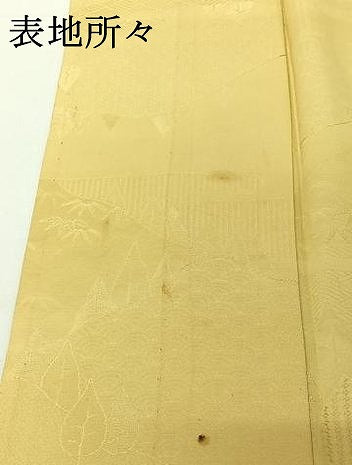 平和屋着物▽上質な色無地 単衣 風景地紋 淡黄色 正絹 逸品 AABG8778jh