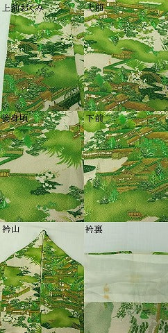 平和屋着物▽上質な小紋 単衣 風景文 正絹 逸品 AABG8782jh