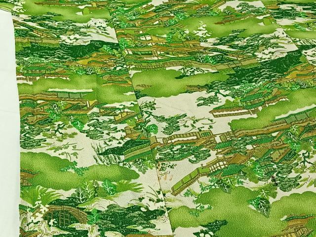 平和屋着物▽上質な小紋 単衣 風景文 正絹 逸品 AABG8782jh