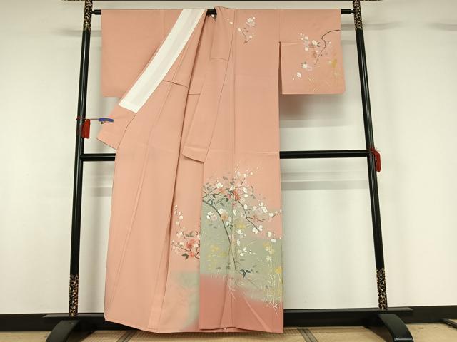 平和屋着物▽訪問着 単衣 枝花文 暈し染め 金彩 正絹 逸品 AABG8787jh