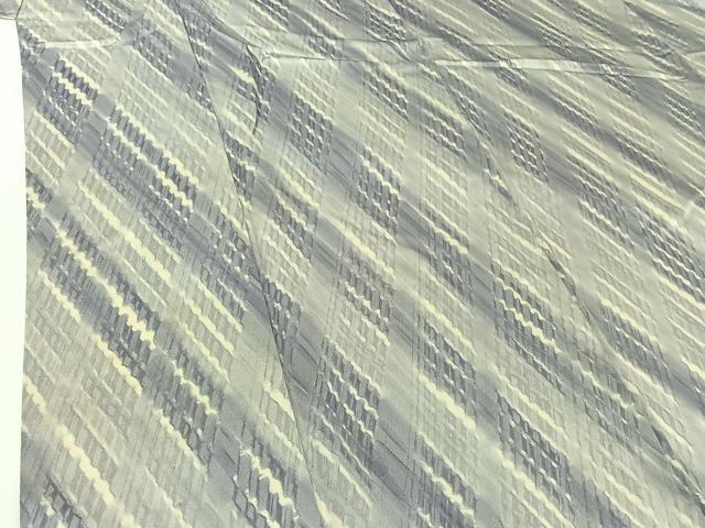 平和屋着物▽上質な小紋 単衣 斜縞 正絹 逸品 AABG8789jh