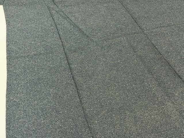 平和屋着物▽江戸小紋 単衣 鮫小紋柄 鬼しぼ縮緬 正絹 逸品 AABG8791jh