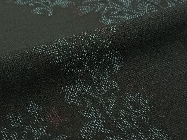 平和屋着物▽本塩沢 単衣 草花文 正絹 逸品 AABG8799jh