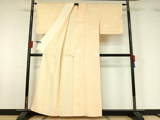 平和屋着物▽上質な色無地 単衣 風景地紋 肌色 正絹 逸品 AABG8801jh