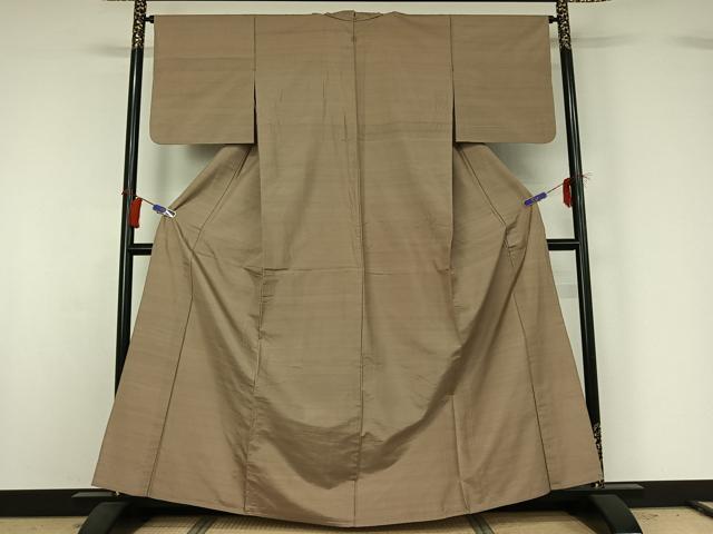 平和屋着物▽上質な紬 単衣 空五倍子色 正絹 逸品 AABG8806jh