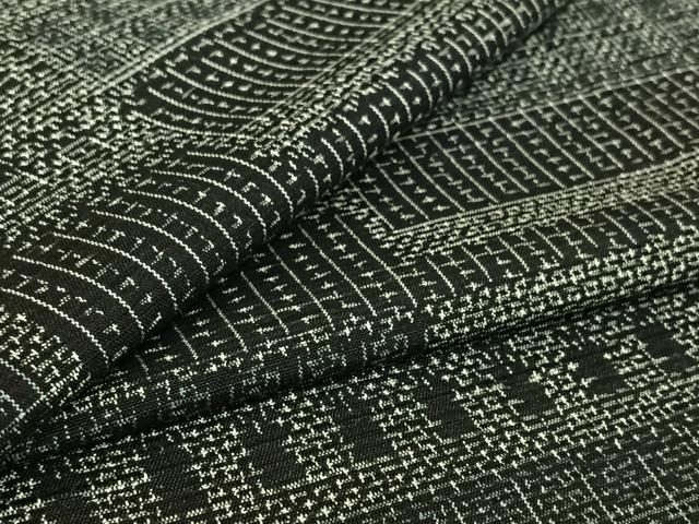 平和屋着物▽上質な紬 単衣 横段文 正絹 逸品 AABG8808jh
