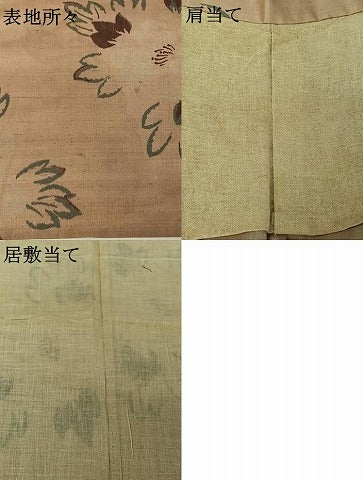 平和屋着物▽アンティーク 大正ロマン 紬 単衣 草花文 正絹 逸品 AABG8809jh
