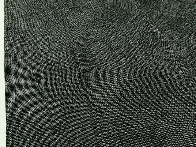 平和屋着物▽上質な紬 単衣 亀甲文 正絹 逸品 AABG8812jh