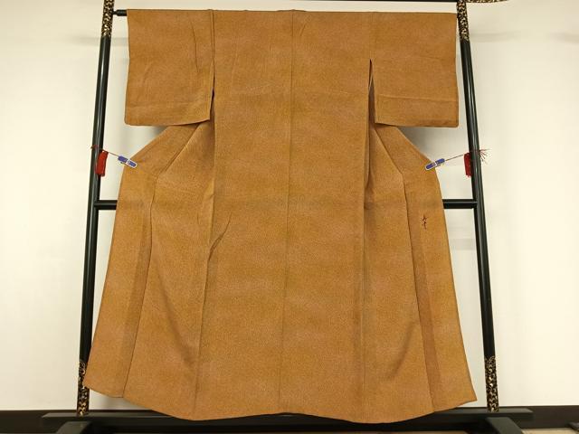 平和屋着物▽上質な小紋 単衣 作家物 霞文 暈し染め 鬼しぼ縮緬 正絹 逸品 AABG8815jh