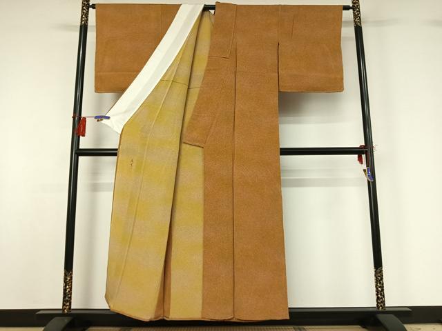 平和屋着物▽上質な小紋 単衣 作家物 霞文 暈し染め 鬼しぼ縮緬 正絹 逸品 AABG8815jh