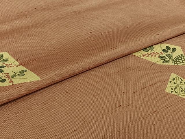 平和屋着物▽上質な小紋 単衣 紬地 流水花文 正絹 逸品 AABG8819jh