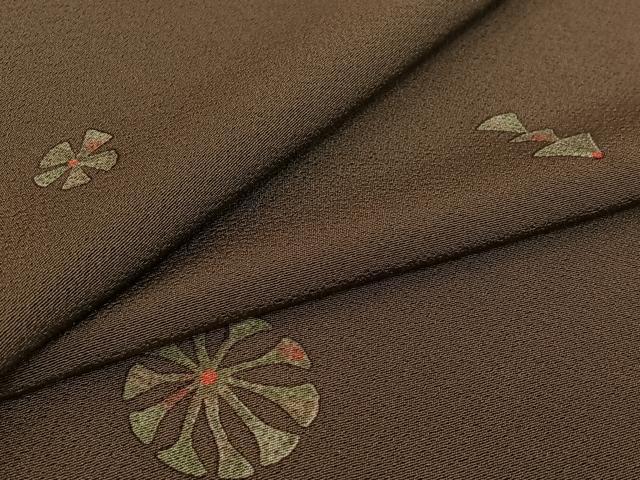 平和屋着物▽上質な小紋 単衣 舞花文 正絹 逸品 AABG8820jh