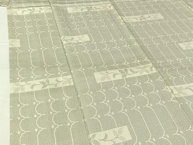 平和屋着物▽本塩沢 単衣 110亀甲 横段花文 正絹 逸品 AABG8823jh