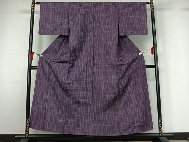 平和屋着物▽上質な紬 単衣 格子 正絹 逸品 AABG8824jh