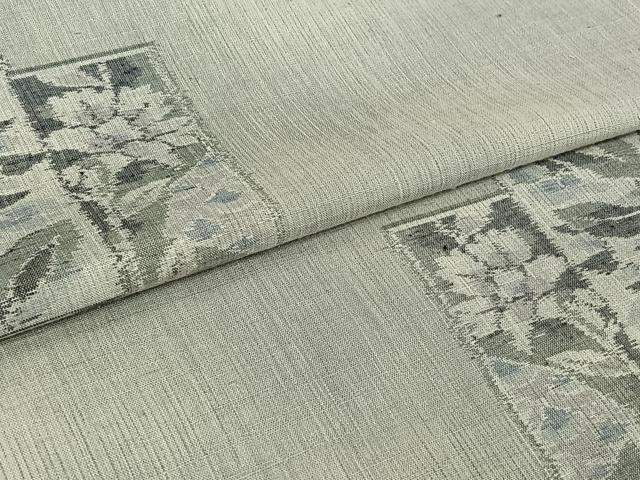 平和屋着物▽上質な紬 単衣 短冊花文 正絹 逸品 AABG8826jh