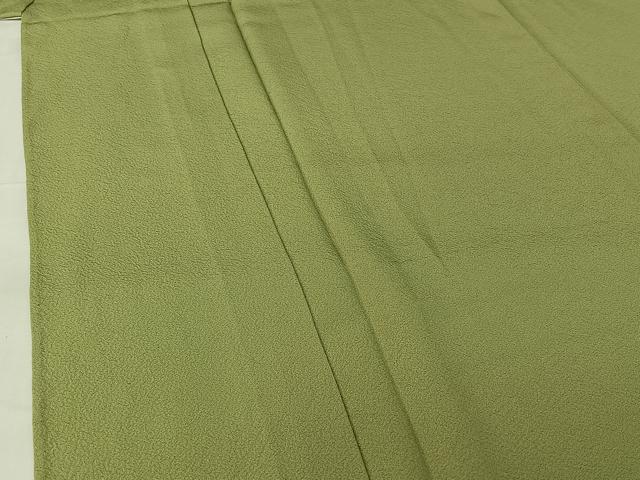 平和屋着物▽上質な色無地 単衣 若葉色 正絹 逸品 AABG8831jh