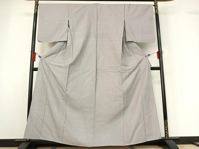 平和屋着物▽本場結城紬 重要無形文化財 単衣 薄梅鼠色 正絹 逸品 AABG8833jh