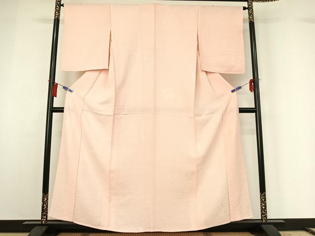 平和屋着物▽上質な色無地 単衣 舞花地紋 洗柿色 正絹 逸品 AABG8838jh