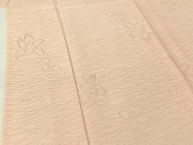 平和屋着物▽上質な色無地 単衣 舞花地紋 洗柿色 正絹 逸品 AABG8838jh