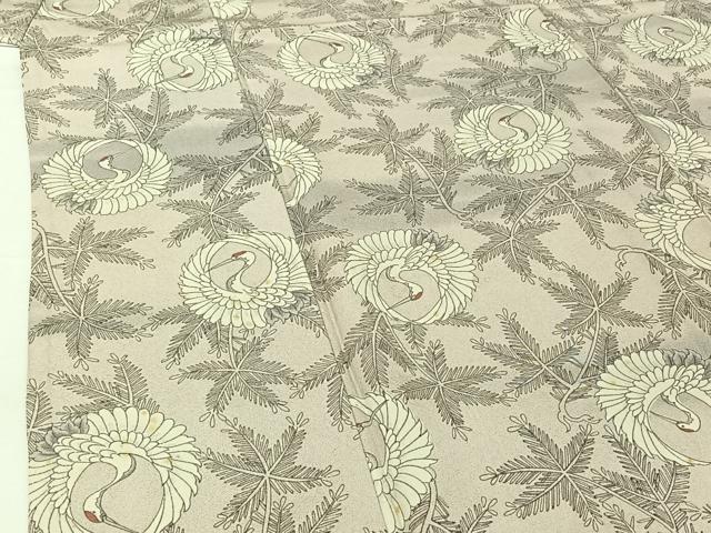 平和屋着物▽上質な小紋 単衣 手描き 飛鶴文 正絹 逸品 AABG8843jh