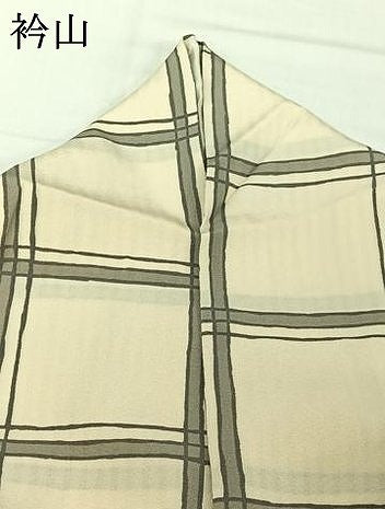平和屋着物▽上質な小紋 単衣 手描き 格子 正絹 逸品 AABG8845jh