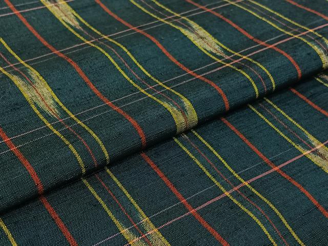 平和屋着物▽上質な紬 単衣 矢絣文 正絹 逸品 AABG8860jh