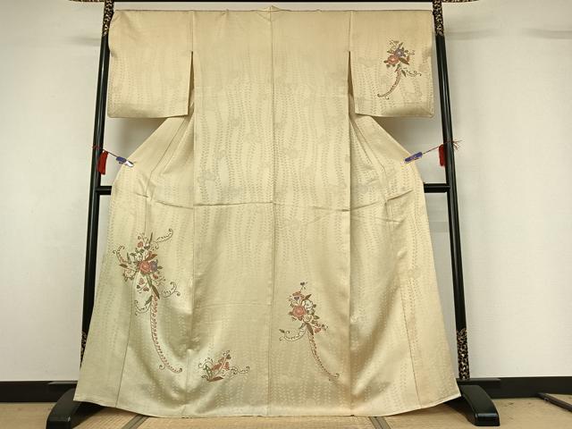 平和屋着物▽中国三大刺繍 相良刺繍 総刺繍 訪問着 単衣 辻が花 金糸 銀通し地 正絹 逸品 AABG8868jh