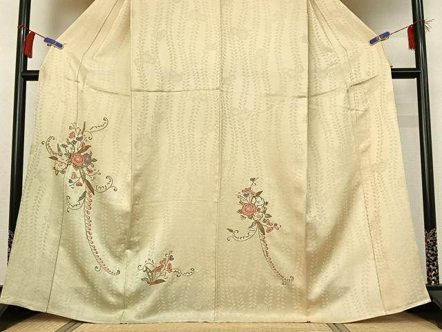 平和屋着物▽中国三大刺繍 相良刺繍 総刺繍 訪問着 単衣 辻が花 金糸 銀通し地 正絹 逸品 AABG8868jh