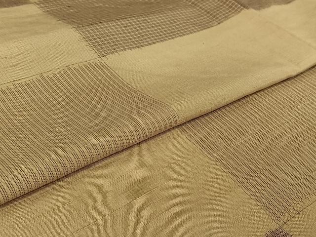 平和屋着物▽上質な紬 単衣 横段文 高島屋扱い 正絹 逸品 AABG8870jh