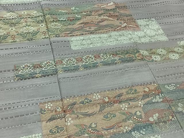 平和屋着物▽訪問着 単衣 横段花鳥文 金彩 正絹 逸品 AABG8879jh