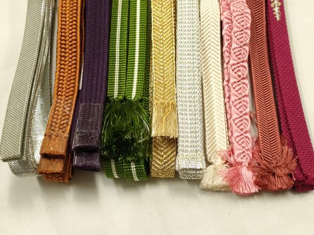 平和屋着物●和装小物 帯締め10本セット 三分紐 四分紐 佐賀錦 伊賀組紐 めいくやまと 金銀糸 逸品 未使用 AABG8898ay