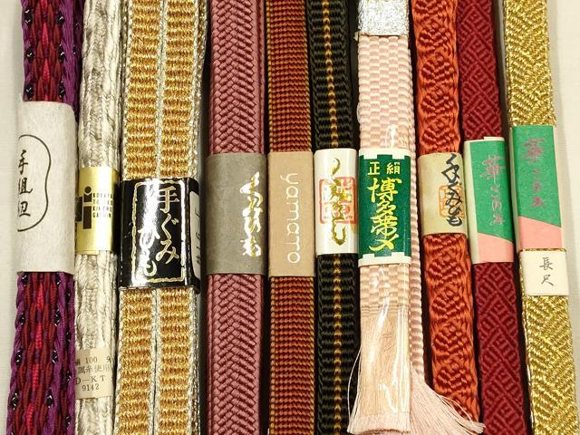 平和屋着物●和装小物 帯締め10本セット 三分紐 四分紐 伊賀組紐 やまと 金銀糸 長尺 逸品 未使用 AABG8899ay