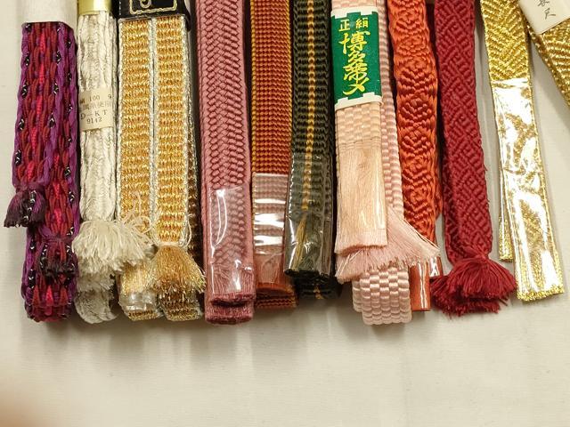 平和屋着物●和装小物 帯締め10本セット 三分紐 四分紐 伊賀組紐 やまと 金銀糸 長尺 逸品 未使用 AABG8899ay
