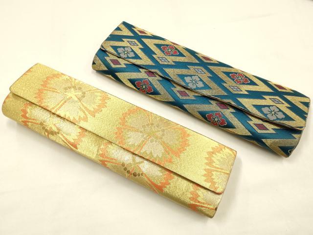 平和屋着物▼和装小物 扇子袋まとめて10点 花柄 松皮菱 縞 金糸 逸品 未使用品あり AABG8941ay