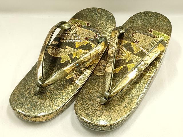 平和屋着物▼和装小物 和装草履 風景文 金彩 逸品 AABG8992ay