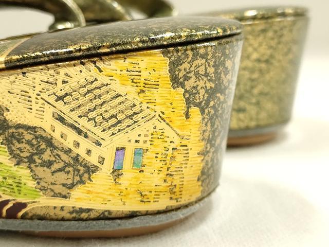 平和屋着物▼和装小物 和装草履 風景文 金彩 逸品 AABG8992ay