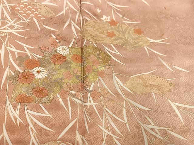 平和屋着物●訪問着 駒刺繍 松竹梅地紙草花文 金彩 正絹 逸品 AABG9001ph