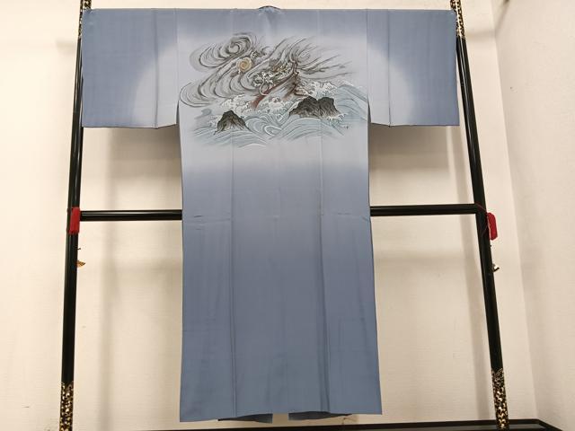 平和屋着物●男性 長襦袢 袷 龍 暈し染め 正絹 逸品 AABG9004ph