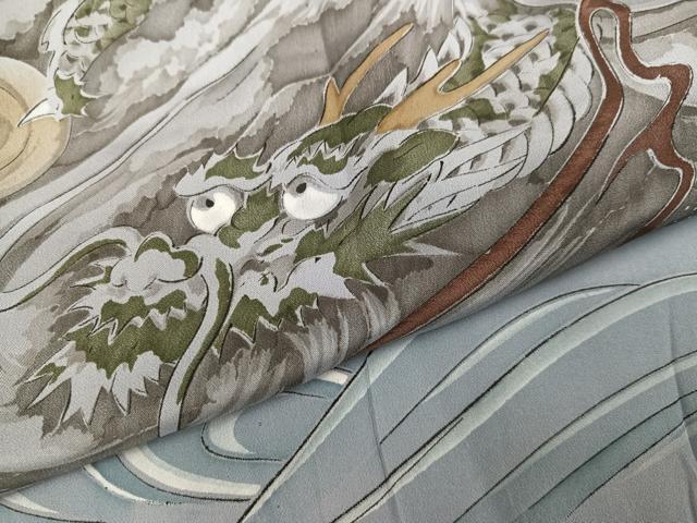 平和屋着物●男性 長襦袢 袷 龍 暈し染め 正絹 逸品 AABG9004ph