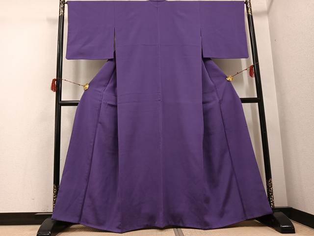 平和屋着物●上質な色無地 江戸紫色 正絹 逸品 AABG9010ph